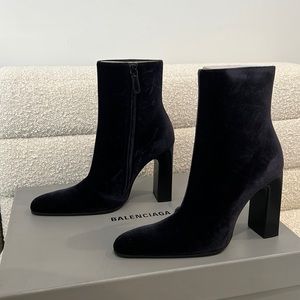 Balenciaga Velvet Ankle Boots in Black